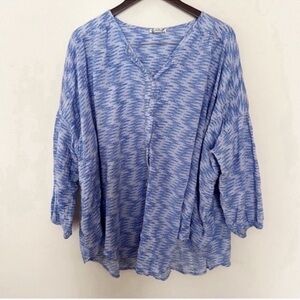 Free People Intimately Size Small Blooms For You Loungewear Shirt Blue Abstract